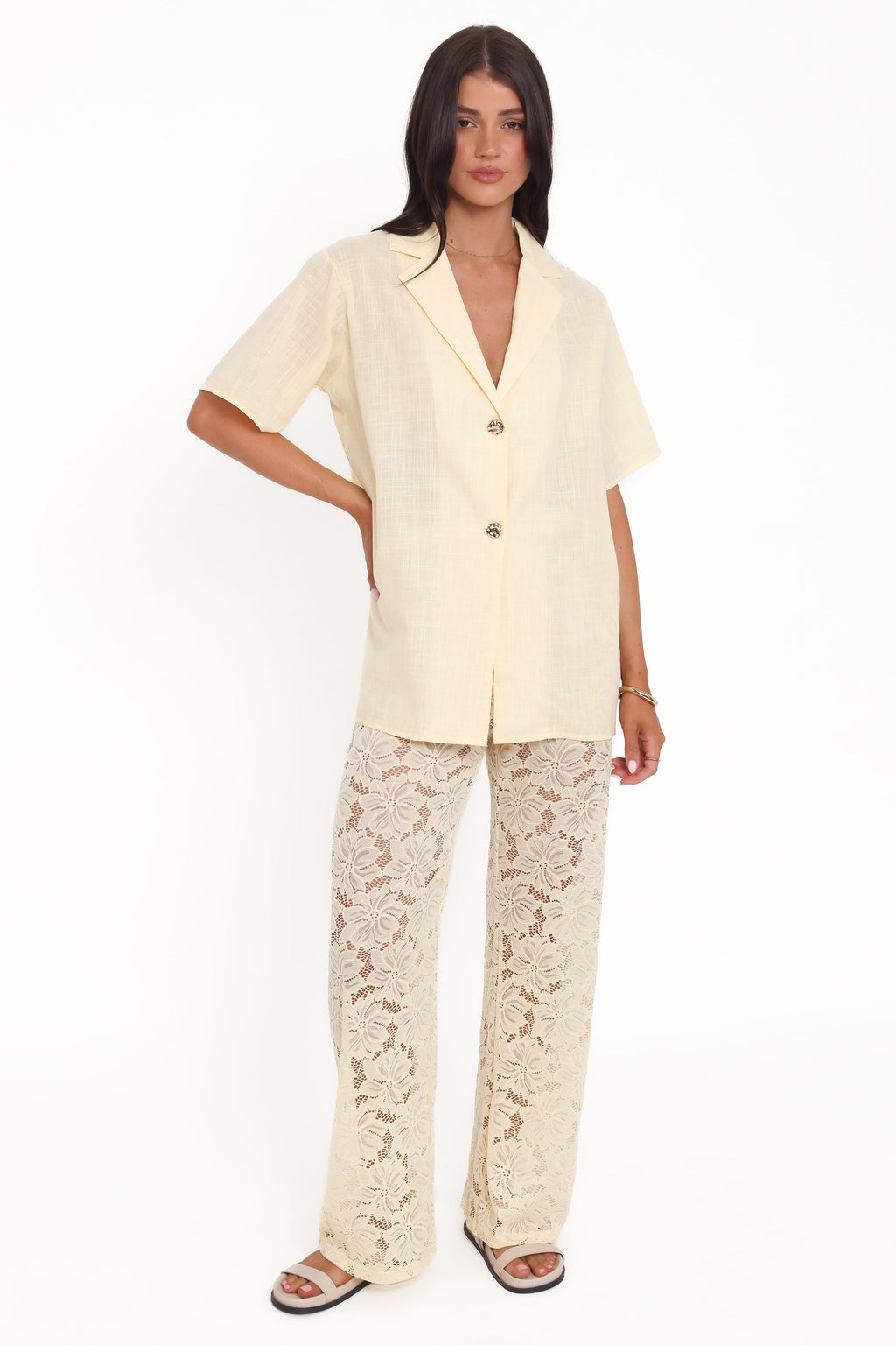 Mindy Yellow Lace Pant Set - view 1