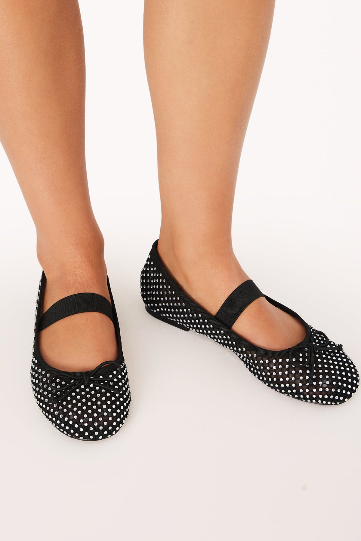 Edda Black and Diamante Flats - view 5