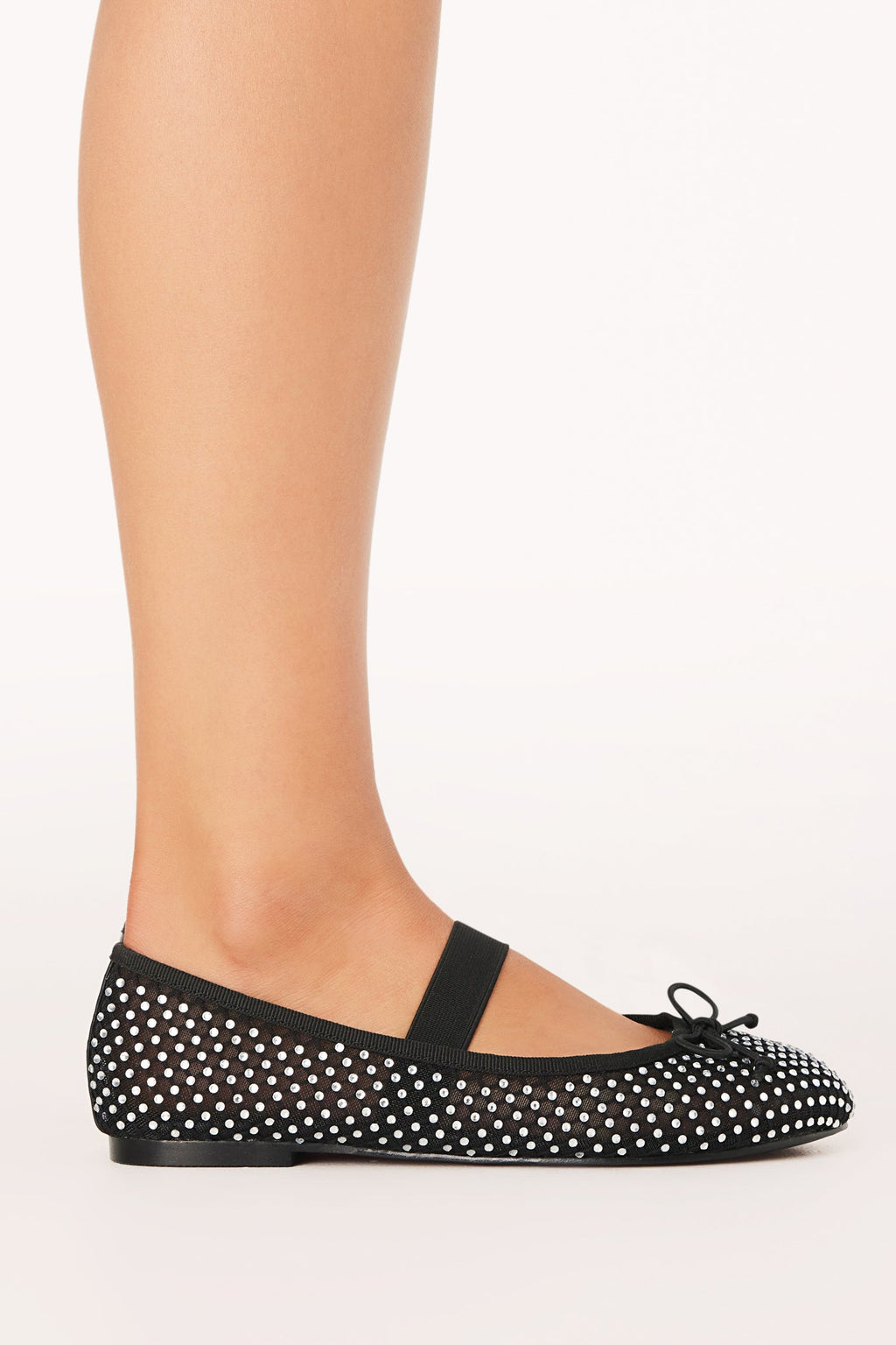 Edda Black and Diamante Flats - view 6
