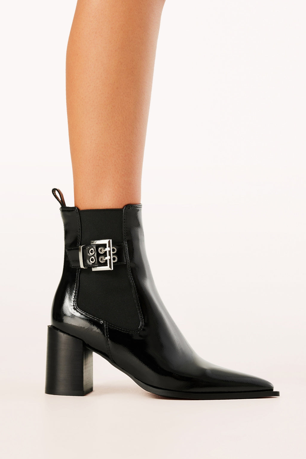 Sevara Black Crinkle Patent Booties - view 2