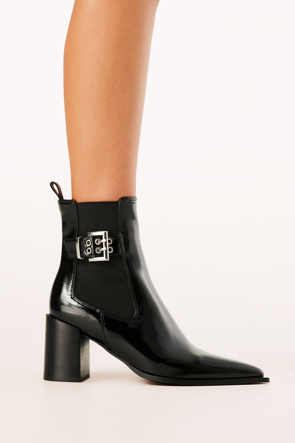 Sevara Black Crinkle Patent Booties - view 2