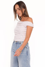 Aaron Pale Pink Dot Off Shoulder Top - view 3