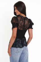 Adeline Black Lace Peplum Top - view 5