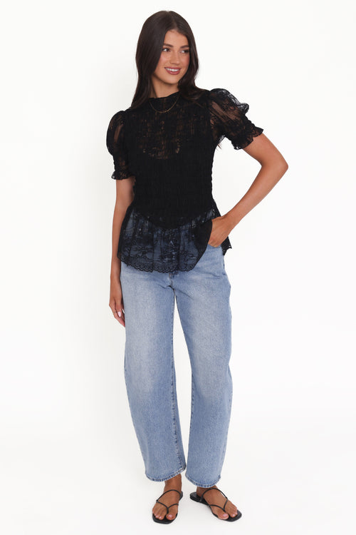 Adeline Black Lace Peplum Top - view 2