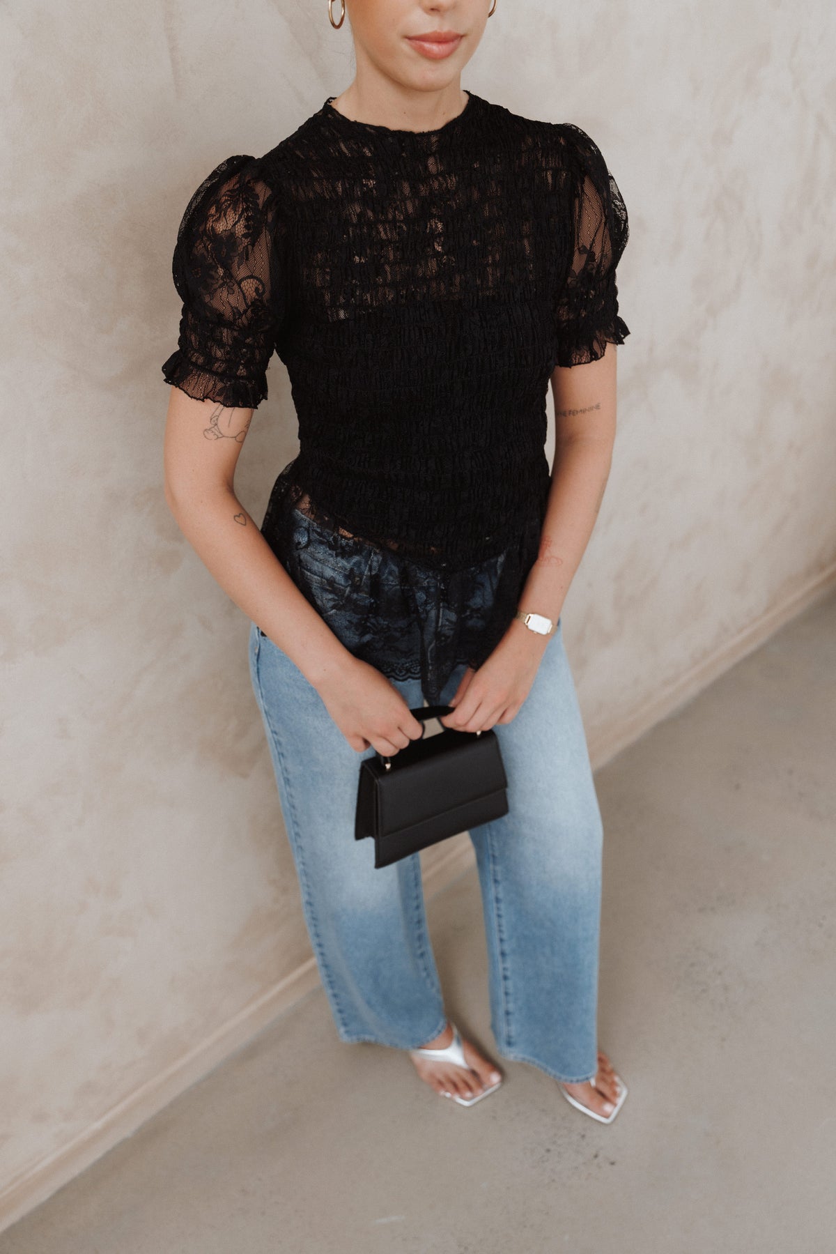 Adeline Black Lace Peplum Top - view 1