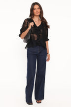 Adhanna Black Cotton Lace Top - view 3