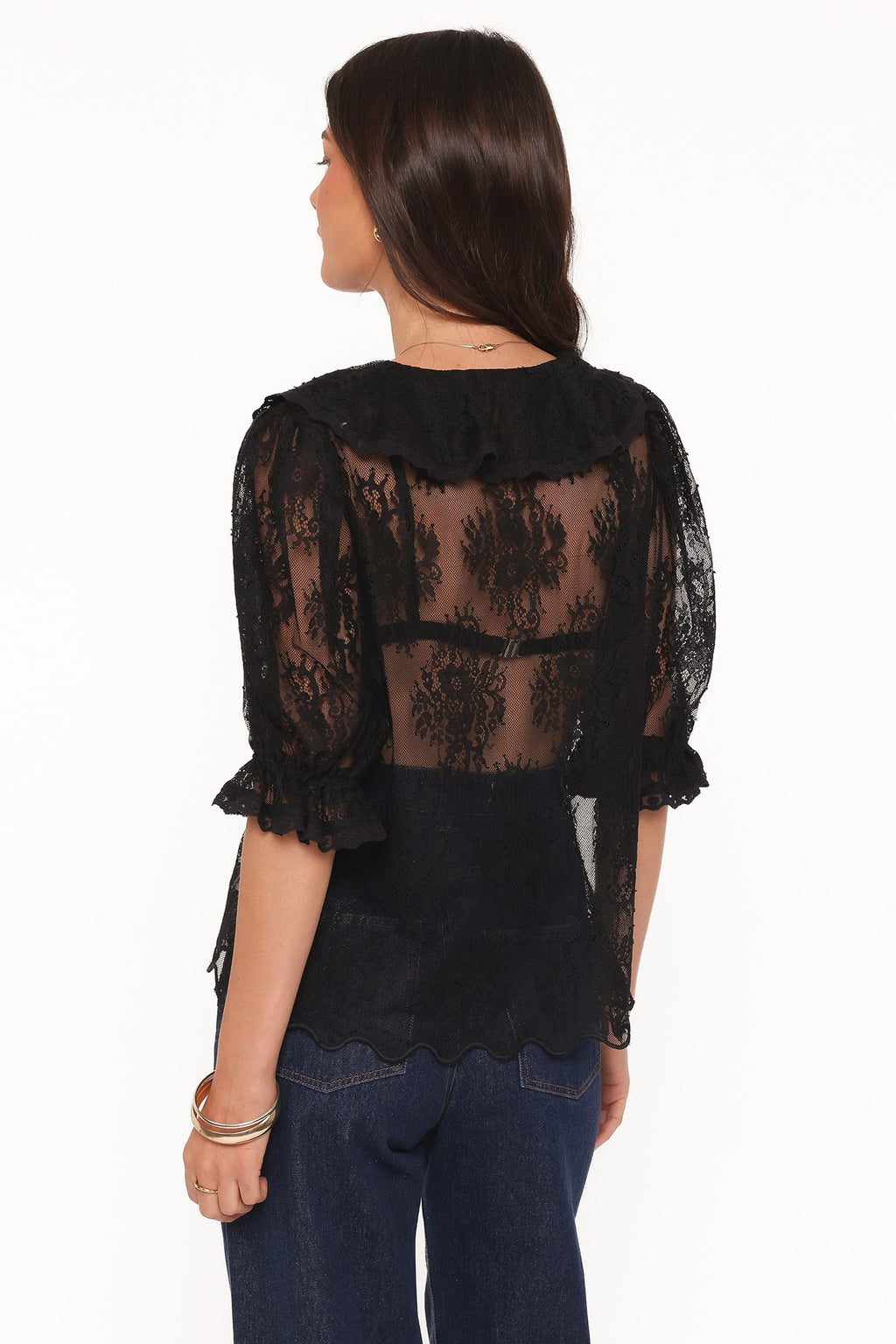 Adhanna Black Cotton Lace Top - view 4