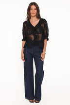 Adhanna Black Cotton Lace Top - view 5