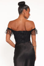 Aster Black Off Shoulder Mesh Top - view 5