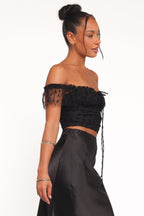 Aster Black Off Shoulder Mesh Top - view 4