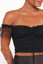 Aster Black Off Shoulder Mesh Top - view 3