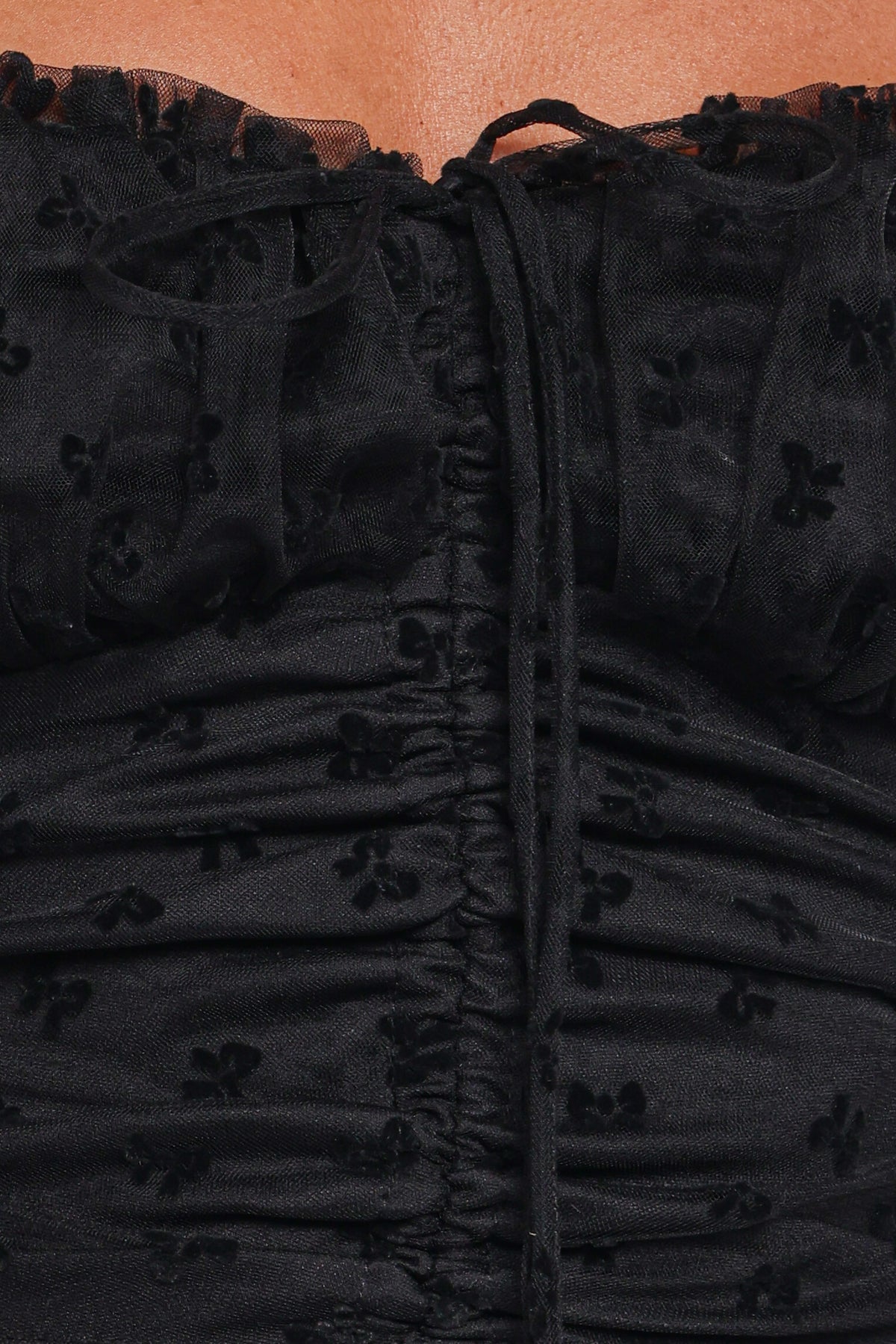 Aster Black Off Shoulder Mesh Top - view 7