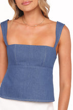Azura Denim Cotton Square Neck Top - view 4