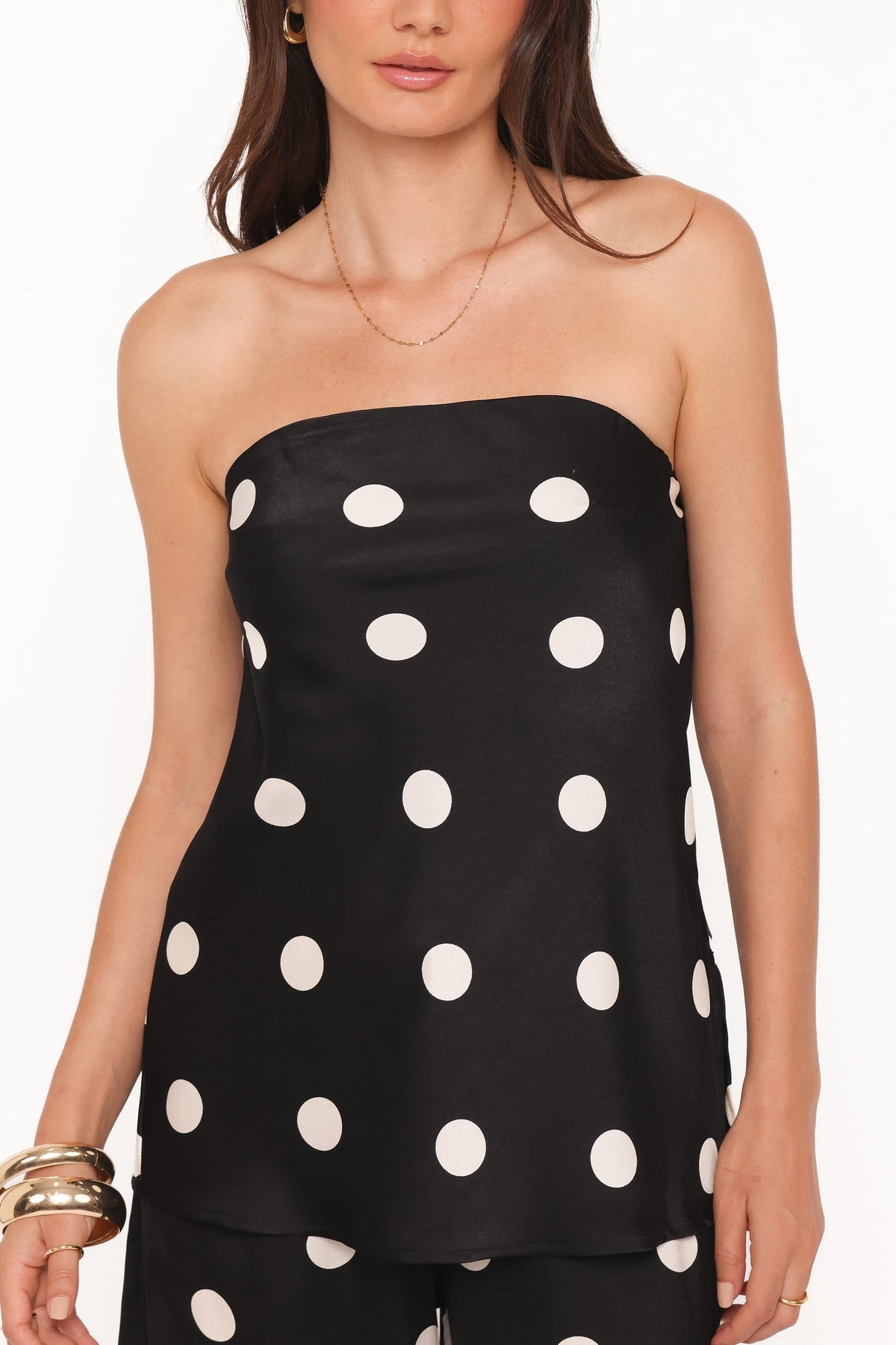 Belinda Black and Cream Strapless Top - view 3