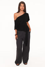 Clarke Black Off the Shoulder Tie Top - view 6