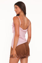 Devon Lavender Satin Cowl Neck Top - view 4