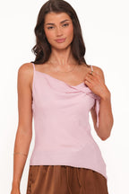 Devon Lavender Satin Cowl Neck Top - view 3