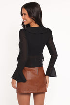 Elora Black Chiffon Ruffle Front Top - view 4