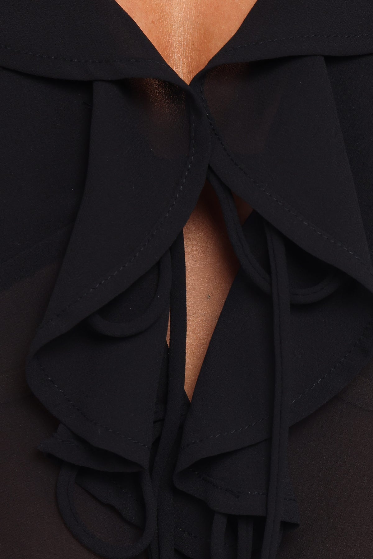 Elora Black Chiffon Ruffle Front Top - view 6