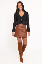 Elora Black Chiffon Ruffle Front Top - view 5