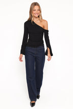 Faeryn Black Off Shoulder Asymmetrical Top - view 4