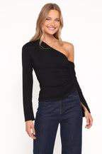 Faeryn Black Off Shoulder Asymmetrical Top - view 1