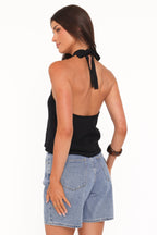 Haley Black Knit Halter Top - view 5