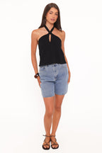 Haley Black Knit Halter Top - view 6