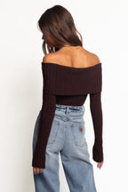Inora Chocolate Off Shoulder Knit Top - view 5