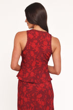 Kelso Burgundy Floral V Neck Top - view 4