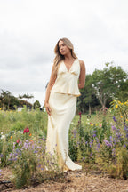 Kelso Lemon Satin V Neck Top - view 2