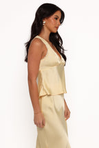 Kelso Lemon Satin V Neck Top - view 7