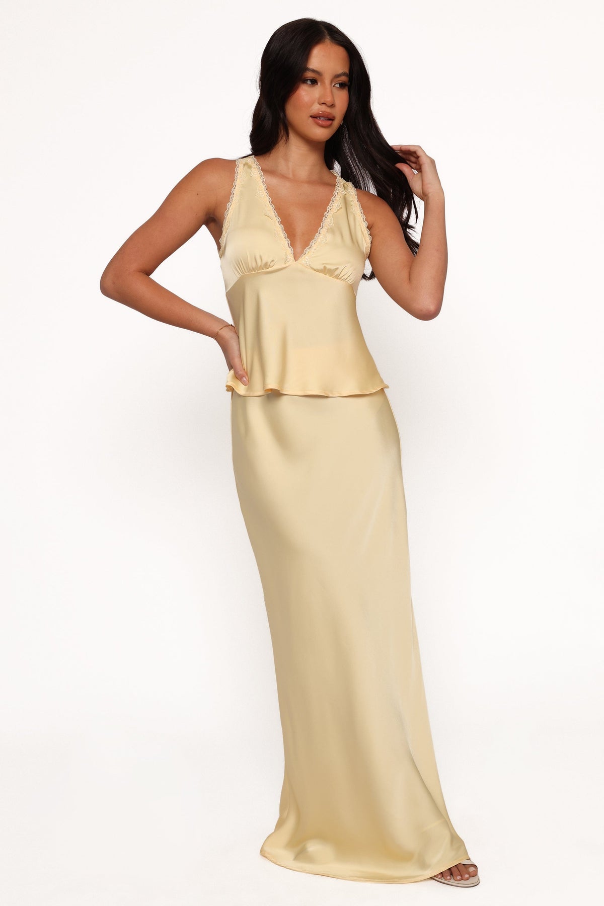 Kelso Lemon Satin V Neck Top - view 8