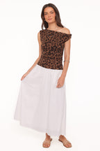Maelis Brown Twist Shoulder Mesh Top - view 5
