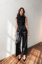 Nissa Black Velvet Sequin Top - view 3