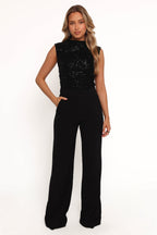 Nissa Black Velvet Sequin Top - view 4