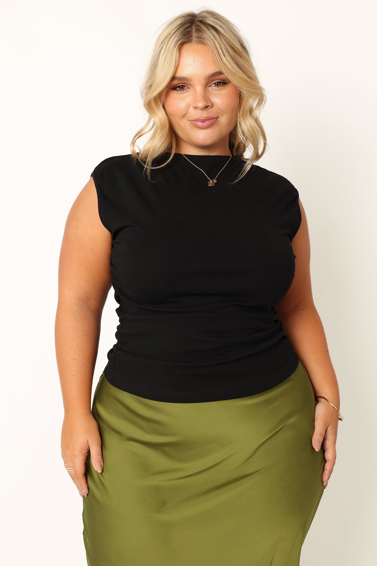 Nissa Black High Neck Sleeveless Top - view 8