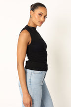 Nissa Black High Neck Sleeveless Top - view 2