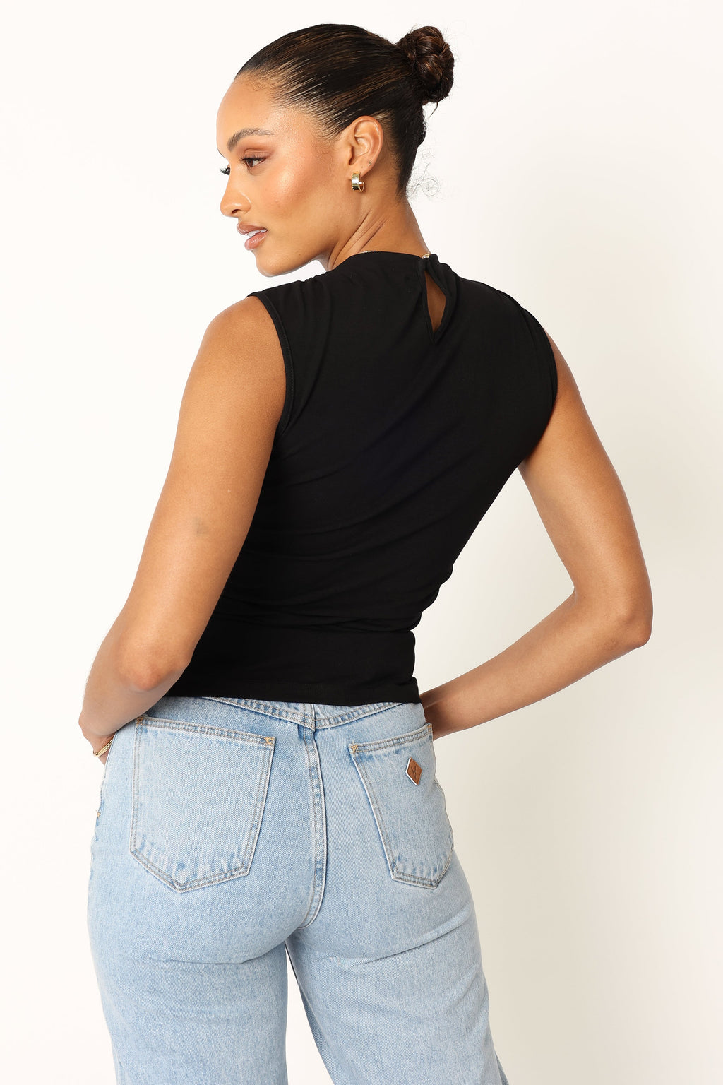 Nissa Black High Neck Sleeveless Top - view 3