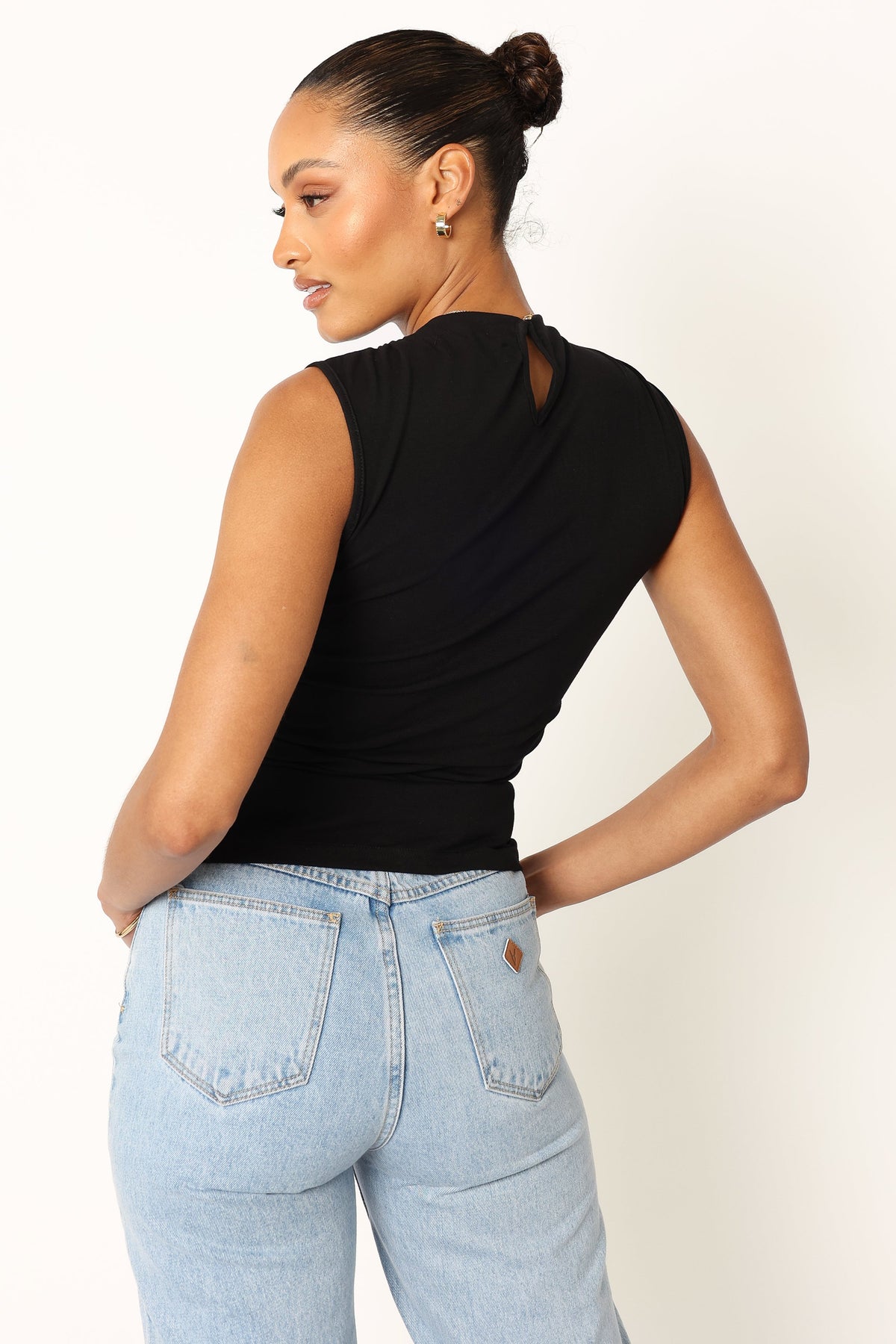 Nissa Black High Neck Sleeveless Top - view 3