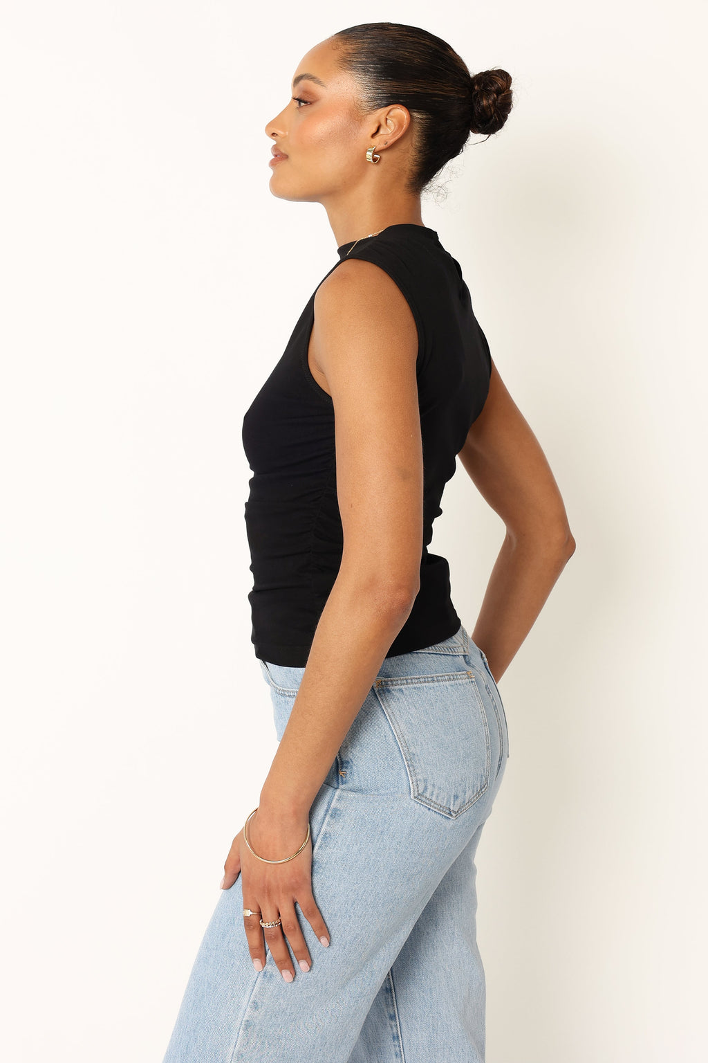 Nissa Black High Neck Sleeveless Top - view 4