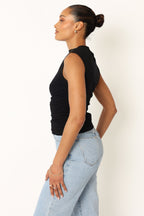 Nissa Black High Neck Sleeveless Top - view 4