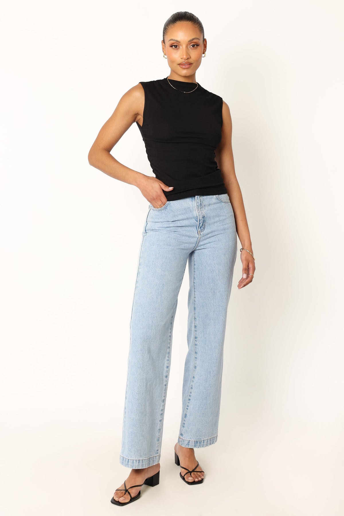 Nissa Black High Neck Sleeveless Top - view 9