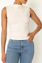 Nissa Off White High Neck Top - view 6