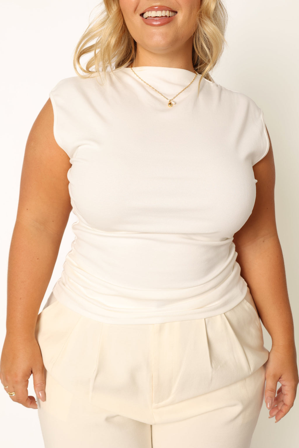 Nissa Off White High Neck Top - view 11