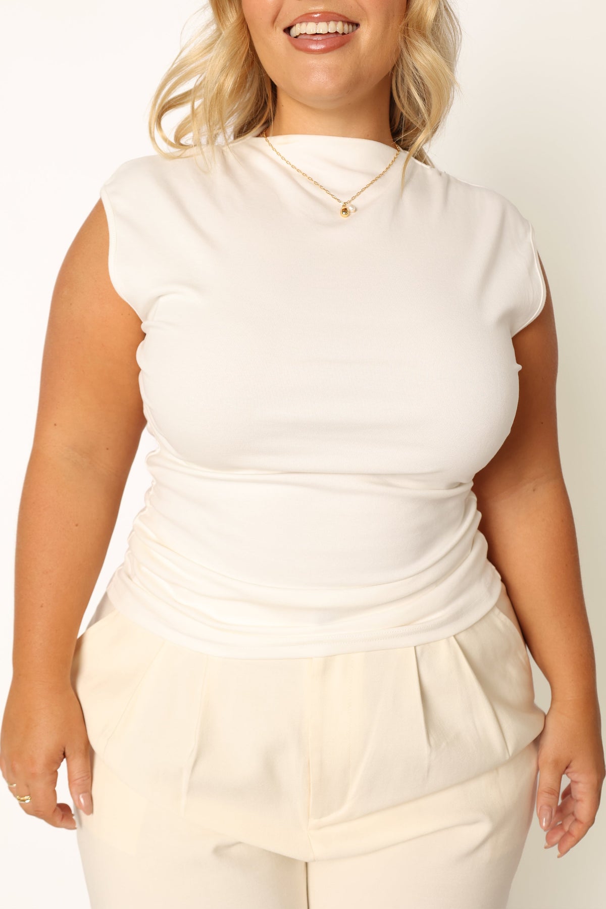 Nissa Off White High Neck Top - view 11