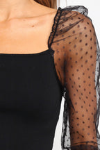 Rigala Black Mesh Square Neck Top - view 9