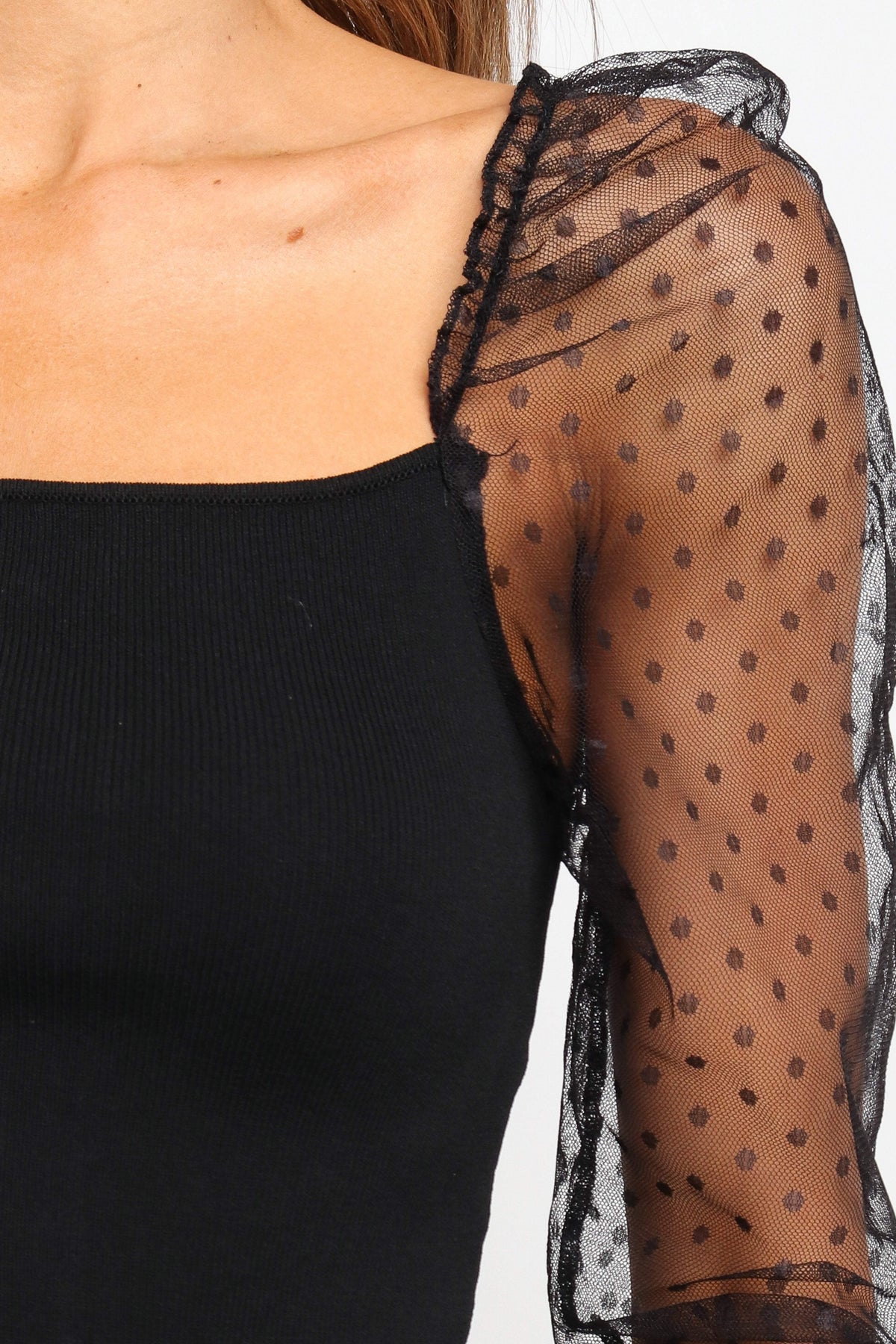 Rigala Black Mesh Square Neck Top - view 9
