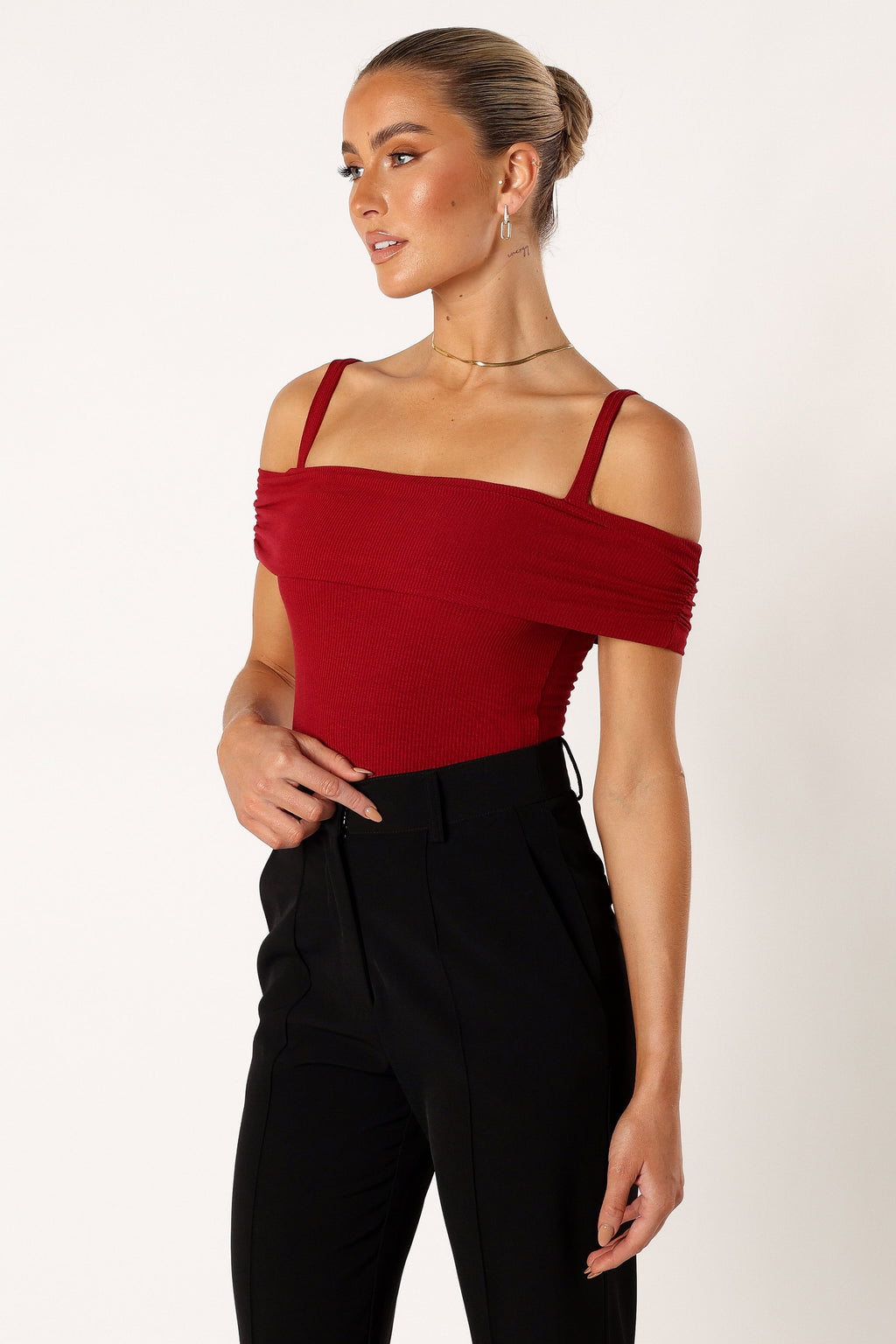 Ryder Wine Off Shoulder Everyday Bodysuit - view 3