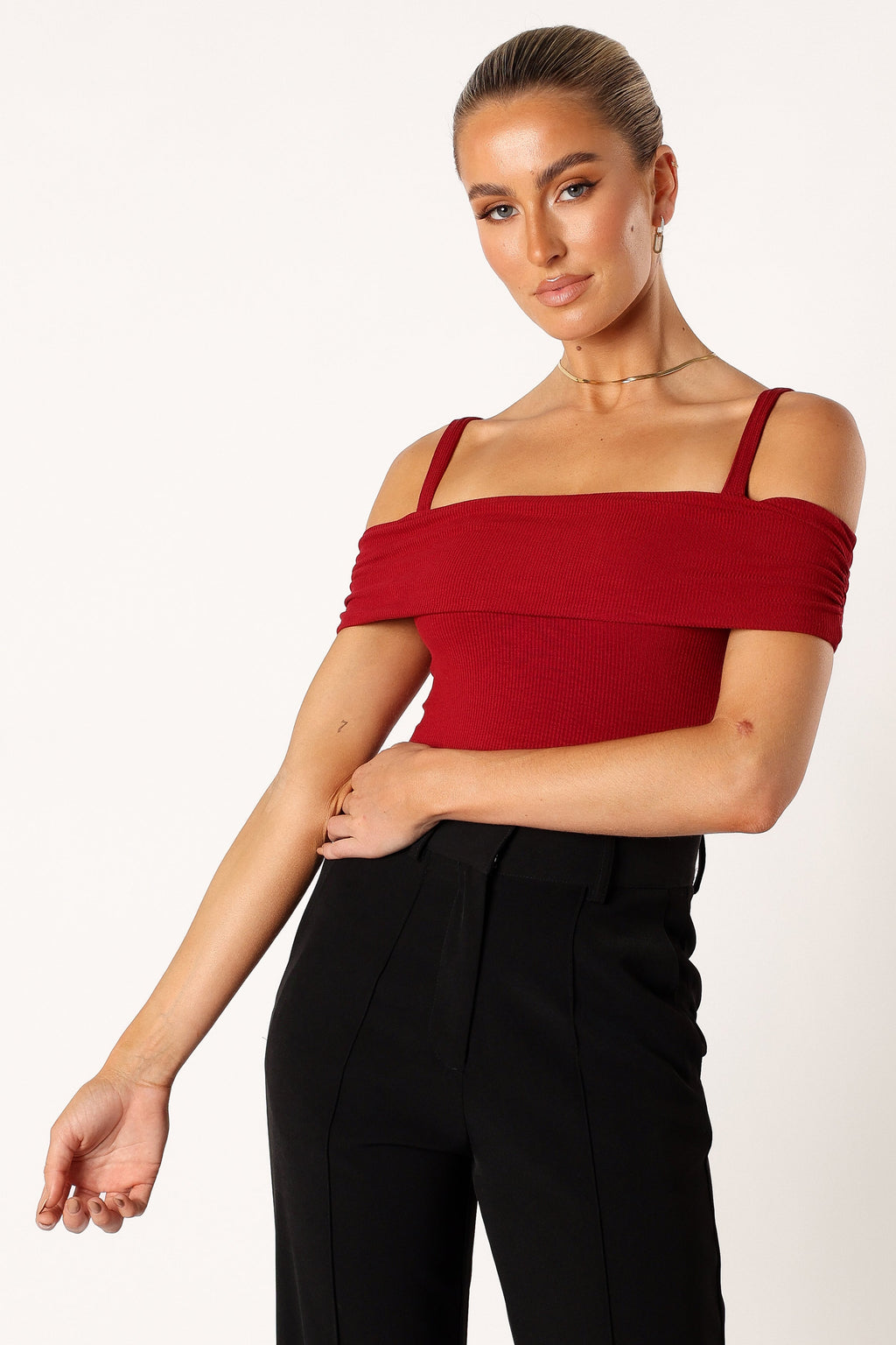 Ryder Wine Off Shoulder Everyday Bodysuit - view 7